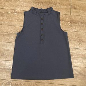 Ann Taylor Gray Sleeveless top with Ruffle Collar Size Small